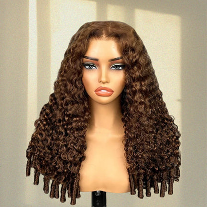 HD LACE 3D Dome Cap 9x6 Super Preplucked with Drawstring Wig Mocha Brown Burmese Curly with Spiral Ends
