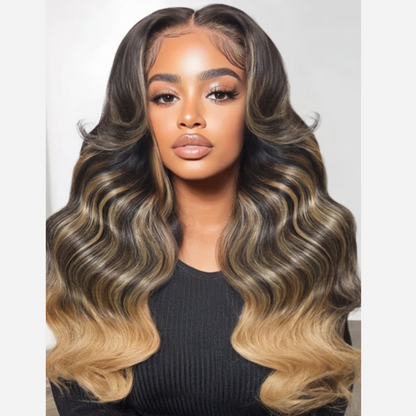 HD LACE 3D Dome Cap 9x6 Super Preplucked with Drawstring Wig Layered Highlight Body Wave