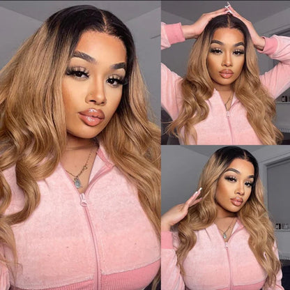 13X4/13X6 TRANSPARENT LACE FRONT OMBRE COLOED BODY WAVE WIG