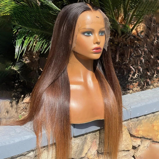 13X4/13X6 LACE FRONT HUMAN HAIR 250% DENSITY OMBRE STRAIGHT WIG