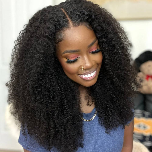 4x4/5x5 TRANSPARENT LACE CLOSURE PRE-PLUCKED KINKY CURLY WIG