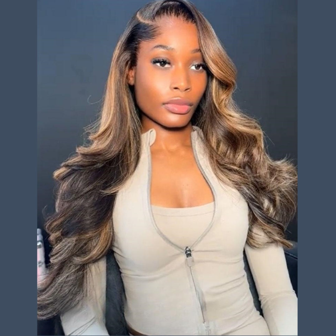 “M” Shape  Hairline 13X6 HD Lace Front Wig Highlight Body Wave