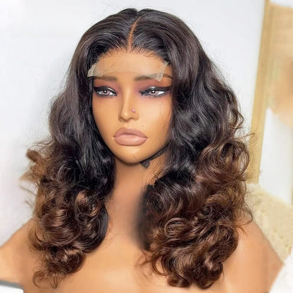 4X4/13X4 LACE FRONT HUMAN HAIR 250% DENSITY OMBRE WAVY WIG