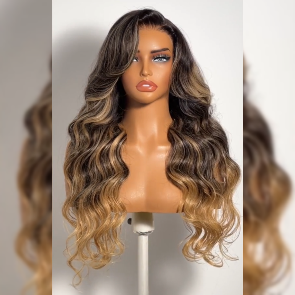 13X6  FIT 2.0 HD LACE FRONT SUPER PRE-PLUCKED WIG / BLONDE HIGHLIGHT BODY WAVE