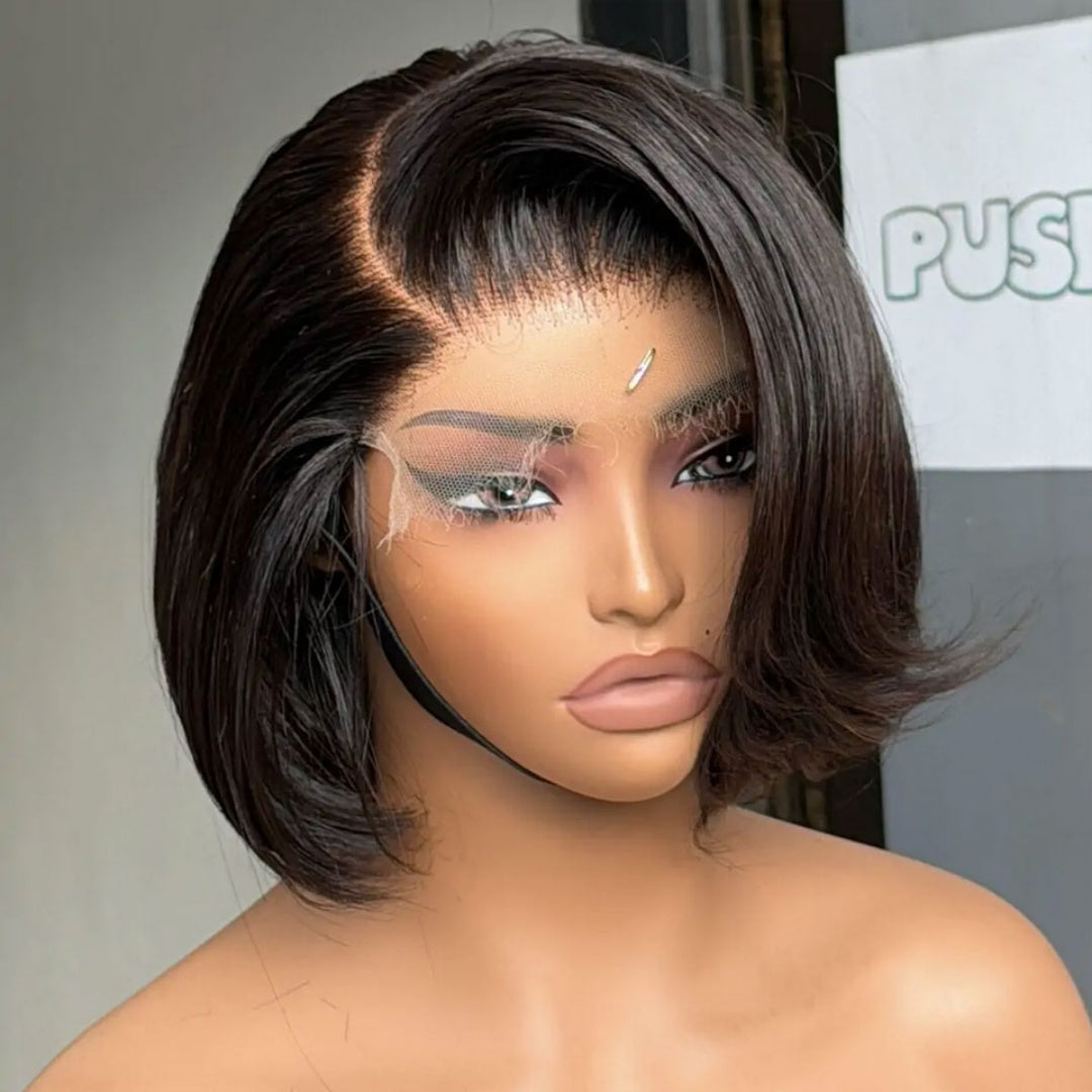 13X4/13X6 LACE FRONT HUMAN HAIR LAYERED CUT SHORT BOB WIG