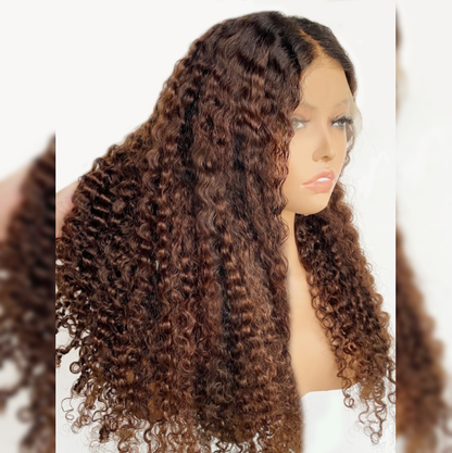 HD LACE 3D Dome Cap 9x6 Super Preplucked with Drawstring Wig Brown Burmese Curly