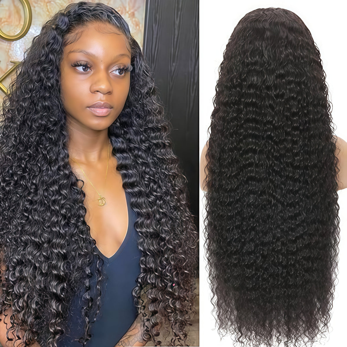 Upgrade 370 Fitted Cap Invisi-Strap HD Lace Preplucked Hairline Wig  Deep Wave