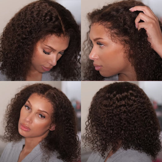 13X6 TRANSPARENT/HD LACE CURLY EDGE BROWN COLOR LIGHT BURMESE CURLY WIG