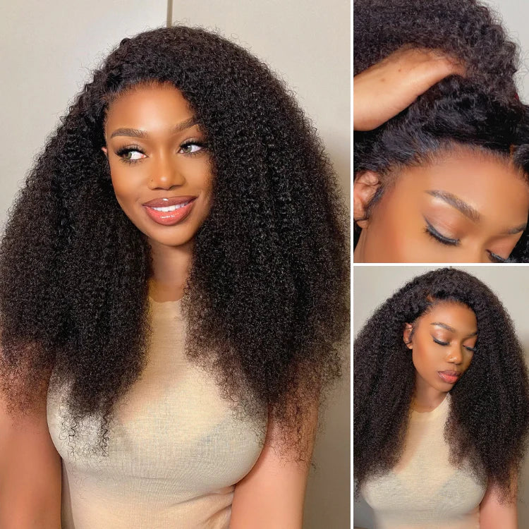 13x4/13x6 Afro Kinky Curly Glueless Pre Plucked Transparent Lace Front Human Hair Wig