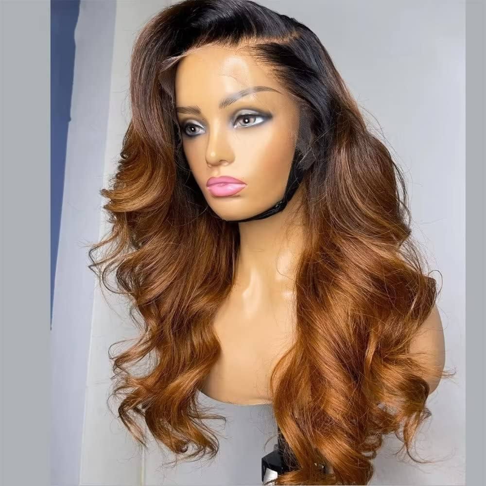 13x6 HD Lace SUPER Pre-plucked #30 Ombre Brown Dark Roots Body Wave Lace Front Wig