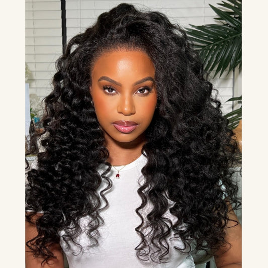 HD LACE 3D Dome Cap 9x6 Super Preplucked with Drawstring Wig Kinky Loose Wave