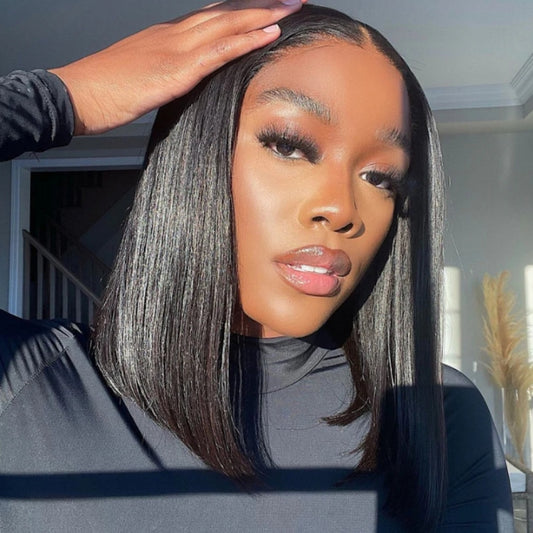 【DEAL】Straight Bob Preplucked Virgin Hair HD LACE 13X6 Lace Front Wig Fake Scalp