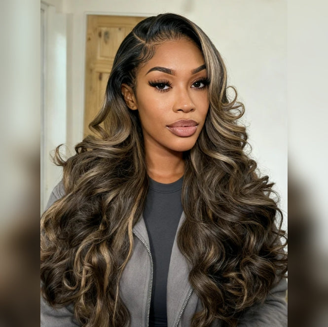 【DEAL】“SUPER Pre-plucked HD Lace” 13x6 Lace Front Wig Highlight Body Wave Wavy