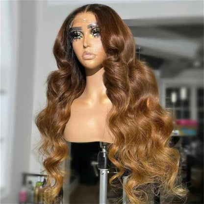 BYE-BYE KNOTS HD LACE 5X5 CLOSURE LACES WIG / Ombre Brown Body Wave