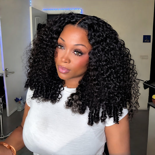Upgrade 370 Fitted Cap Invisi-Strap HD Lace Preplucked Hairline Wig Burmese Curly With Finger Coily Ends