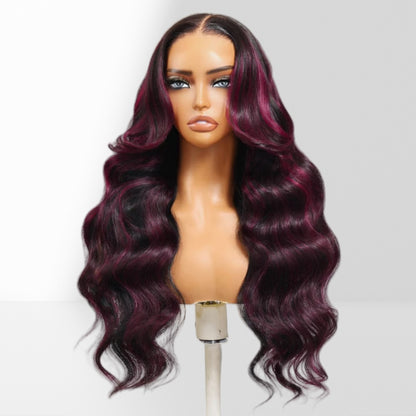 13X4/13X6 TRANSPARENT LACE FRONT 99J BURGUNDY BODY WAVE WIG