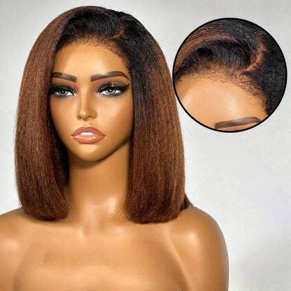 【DEAL】13X6 TRANSPARENT/HD LACE KINKY EDGES OMBRE COLOR  KINKY BOB WIG