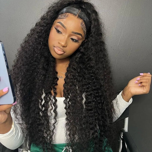 Upgrade 370 Fitted Cap Invisi-Strap HD Lace Preplucked Hairline Wig  Deep Curly