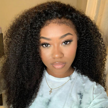 HD LACE 3D Dome Cap 9x6 Super Preplucked with Drawstring Wig Kinky Curly with Curly Edge