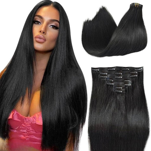 Clip In Hair Extension Straight Human Wefts Set