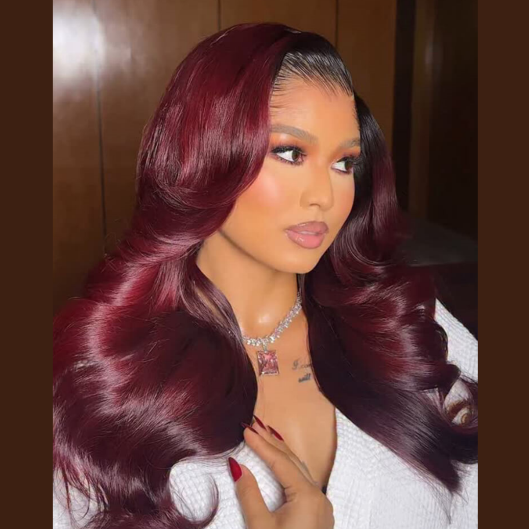 “M” Shape  Hairline 13X4/13X6 Transparent Lace Front Wig Ombre Colored Body Wave