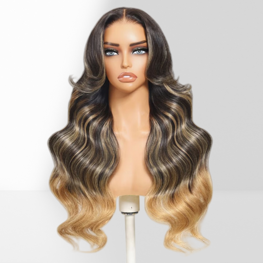 HD LACE 3D Dome Cap 9x6 Super Preplucked with Drawstring Wig Layered Highlight Body Wave