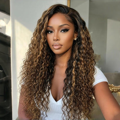HD LACE 3D Dome Cap 9x6 Super Preplucked with Drawstring Wig Highlight Water Wave