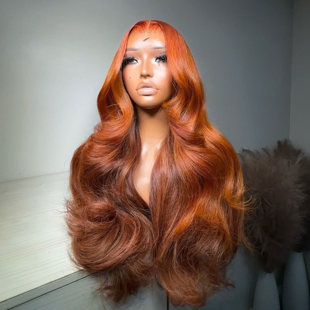 4X4/13X4 LACE FRONT HUMAN HAIR GINGER  COPPER COLORED BODY WAVE WIG