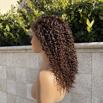 PreCut Lace 360 HD Lace Front Invisi-Strap Wig  Burmese Kinky Curly with Curly Edge