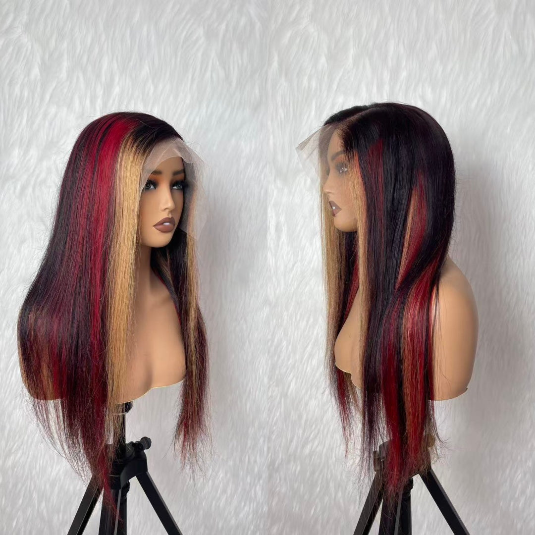13X4/13X6 Full Frontal Transparent Lace Highlight Color Straight Wig