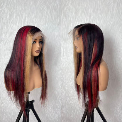 13X4/13X6 Full Frontal Transparent Lace Highlight Color Straight Wig