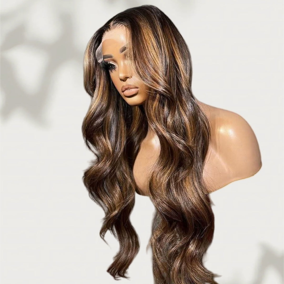 Upgrade 370 Fitted Cap Invisi-Strap HD Lace Preplucked Hairline Wig Ombre Highlight Blonde Body Wave