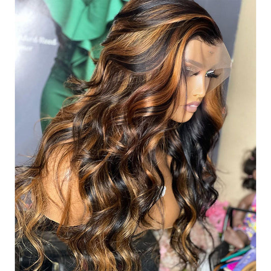 【BIG SALE】HD Lace SUPER Pre-plucked Honey Brown Highlight Body Wave Wig