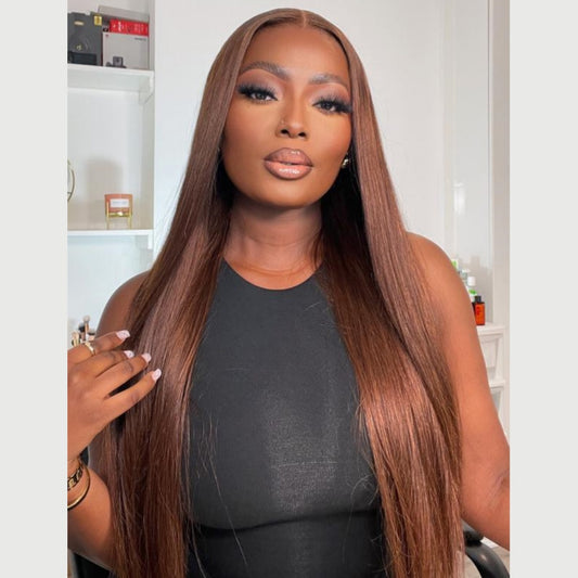 HD Lace Super Pre-plucked Brown Straight Wig