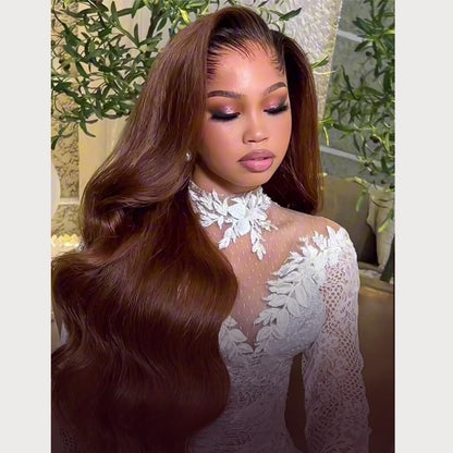 “M” Shape  Hairline 13X4/13X6 Transparent Lace Front Wig Brown Body Wave