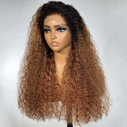 13X6 TRANSPARENT/HD LACE CURLY EDGES OMBRE COLOR CURLY WIG