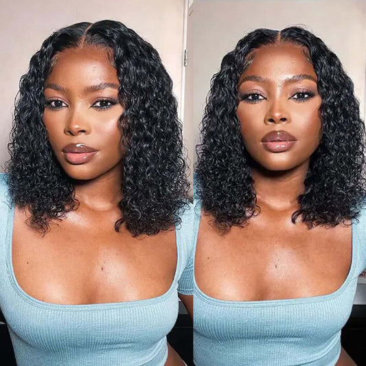 Wear Go Water Wave Pre Cut 6x4 Lace Closure Short Bob Glueless Wig