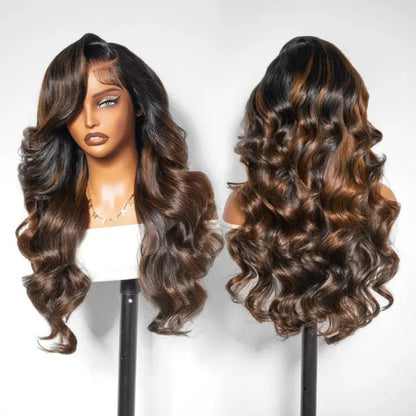 Upgrade 370 Fitted Cap Invisi-Strap HD Lace Preplucked Hairline Wig Highlight  Body Wave