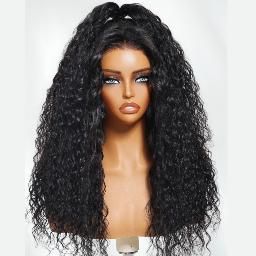 Upgrade 3 IN 1 Half Wig With Drawstring Water Wave Glueless Human Hair Wig