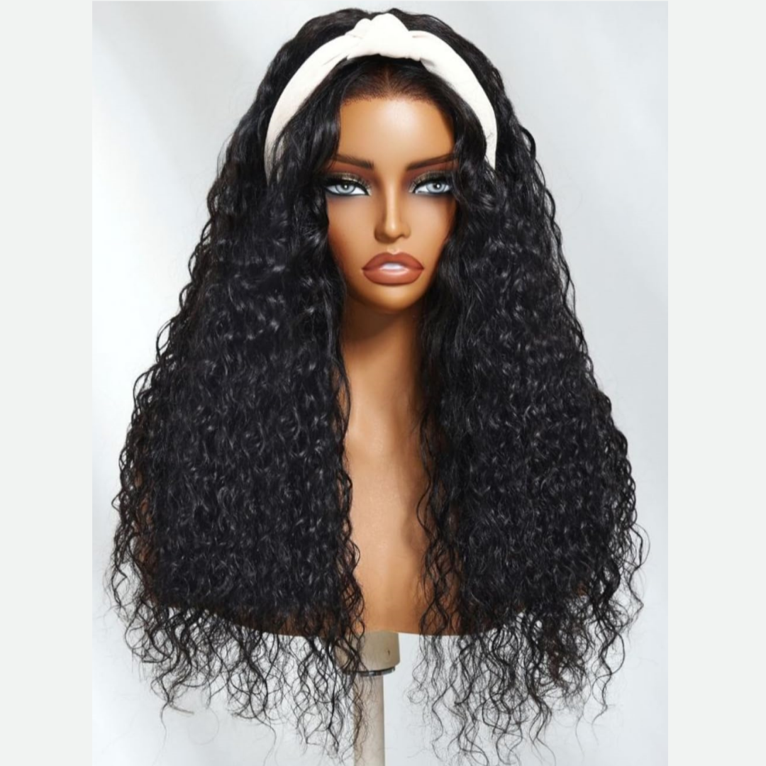 Upgrade 3 IN 1 Half Wig With Drawstring Water Wave Glueless Human Hair Wig