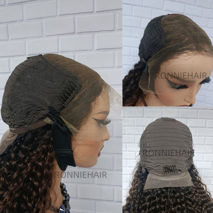 13x6 HD Lace SUPER Pre-plucked Natural/2T Brown Curly Lace Front Wig