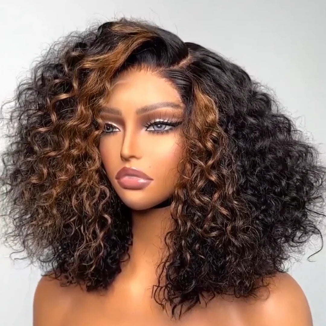 3D DOME CAP 9x6 HD LACE SUPER PREPLUCKED WITH DRAWSTRING 250% DENSITY BOB Wig WATER WAVE