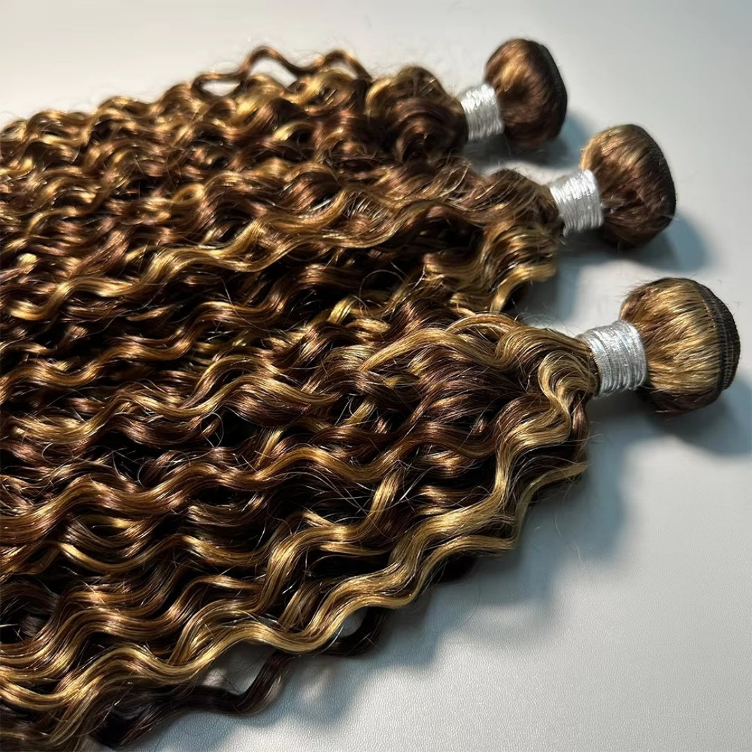 100% Virgin Human Hair Bundles 10-26 Inches 3 Bundles P4/27 Water Wave
