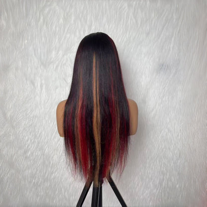 13X4/13X6 Full Frontal Transparent Lace Highlight Color Straight Wig