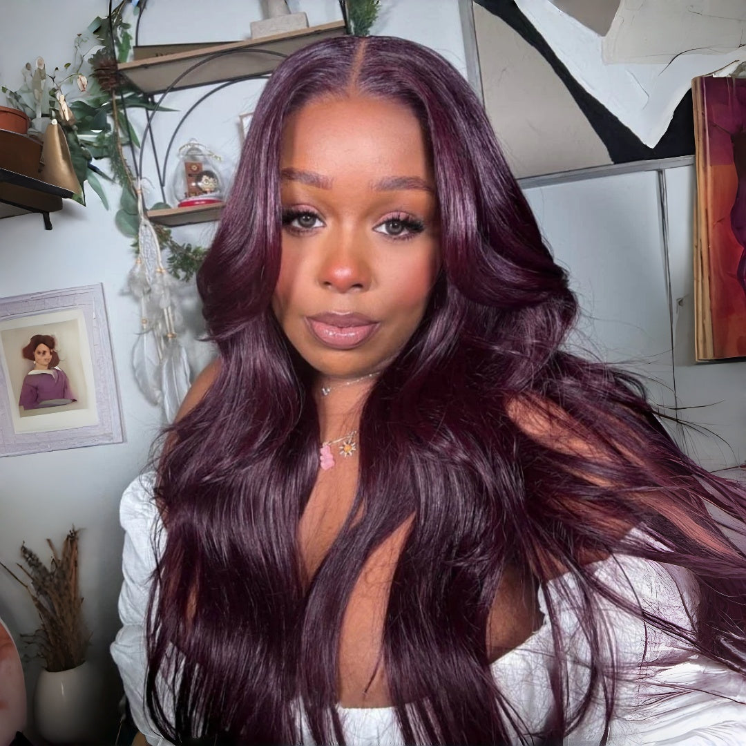 13X4/13X6 Full Frontal Transparent Lace Burgundy Body Wave Wig