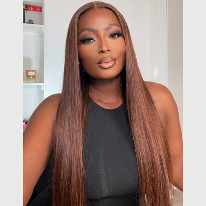 HD Lace Super Pre-plucked Brown Straight Wig