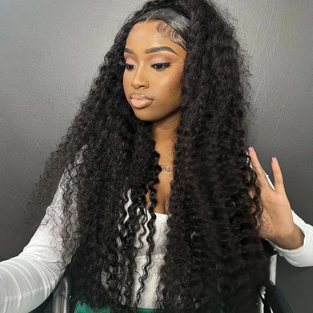 Upgrade 370 Fitted Cap Invisi-Strap HD Lace Preplucked Hairline Wig  Deep Curly