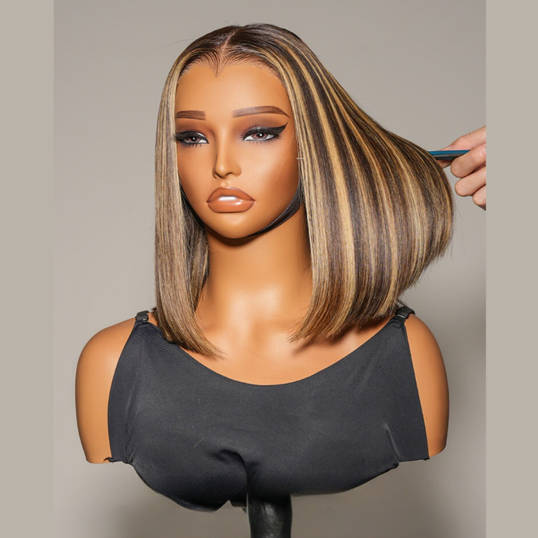“M” Shape  Hairline 13X4/13X6 Transparent Lace Front Wig Highlight Straight BOB