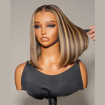 “M” Shape  Hairline 13X4/13X6 Transparent Lace Front Wig Highlight Straight BOB