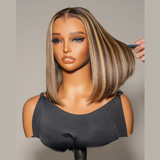 “M” Shape  Hairline 13X4/13X6 Transparent Lace Front Wig Highlight Straight BOB